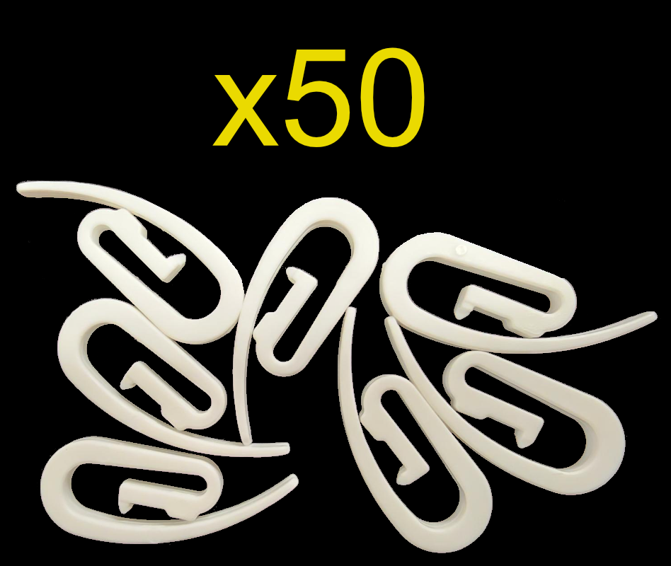 Nylon Curtain Gather Hooks Pack of 50